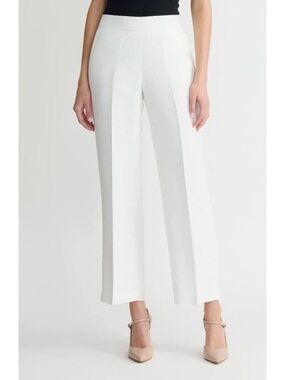 NWT Kasper Audrey Linen Blend White Pull On Flat Front Cropped Pants